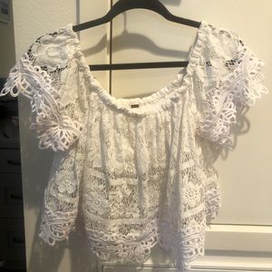 Free people lace off the shoulder top. Small.